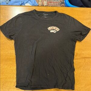 Lucky Brand large Lucky cool graphic black worn out t shirt